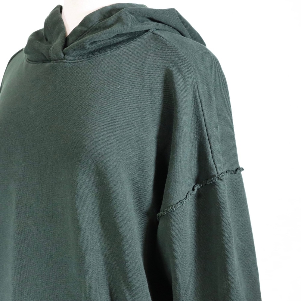 Eileen Fisher Hoodie Womens L Green Organic Cotton Oversized Raw Edge Sweatshirt - Picture 7 of 11